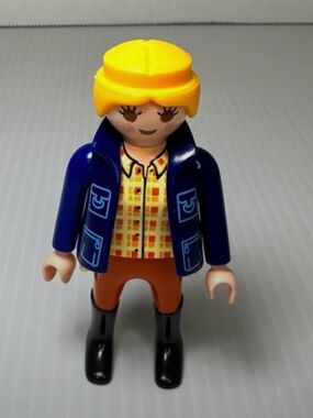 PLAYMOBIL Figure LADY MOM WOMAN Equestrian Horse Riding Ranch Farm Rider blue